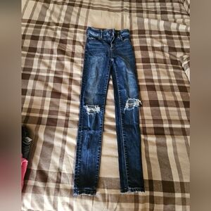 American Eagle Outfitters Dark Blue Distressed Skinny Jeans
